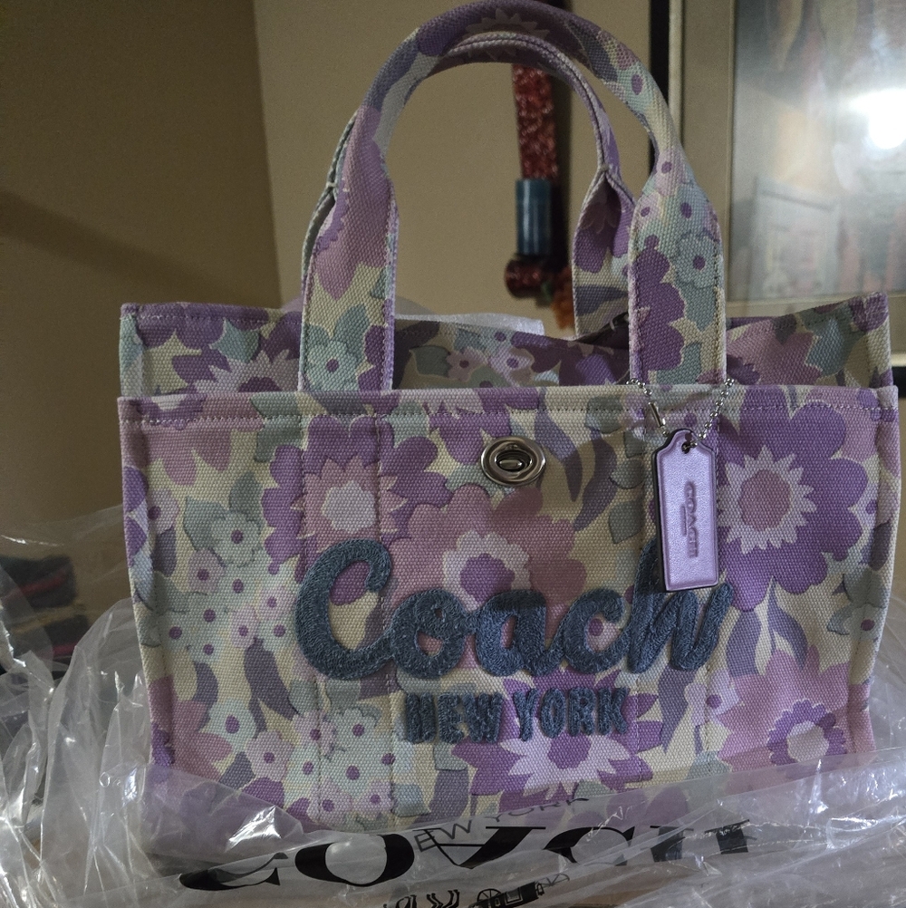 Coach Cargo Lavender Floral Canvas Tote